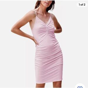 NWT Sundry V Neck Spaghetti Strap Ruched Dress, Size Medium (2)